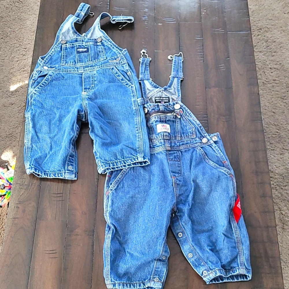 2 pairs of baby boy overalls
